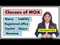 Clauses of Memorandum of Association | MOA Clauses | Memorandum of Association Clauses Company