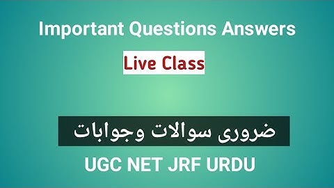 UGC net jrf urdu important Questions Answers Class urdu hai jiska naam | NTA NET JRF examination