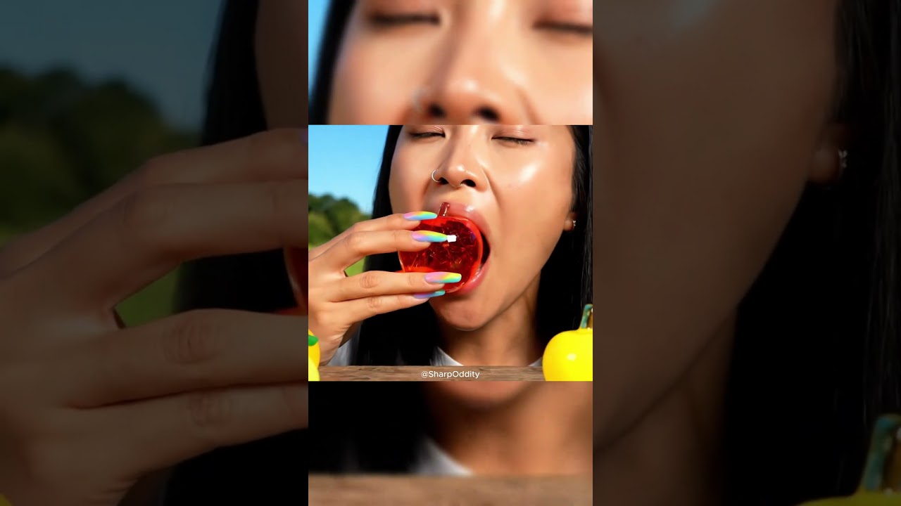 Biting Into a Glass Apple… 🍎✨(AI-Generated)