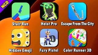 Stair Run, Heist Pro, Escape From The City,Hidden Emoji,Fury Pistol,Color Runner 3D| New Games Daily screenshot 1