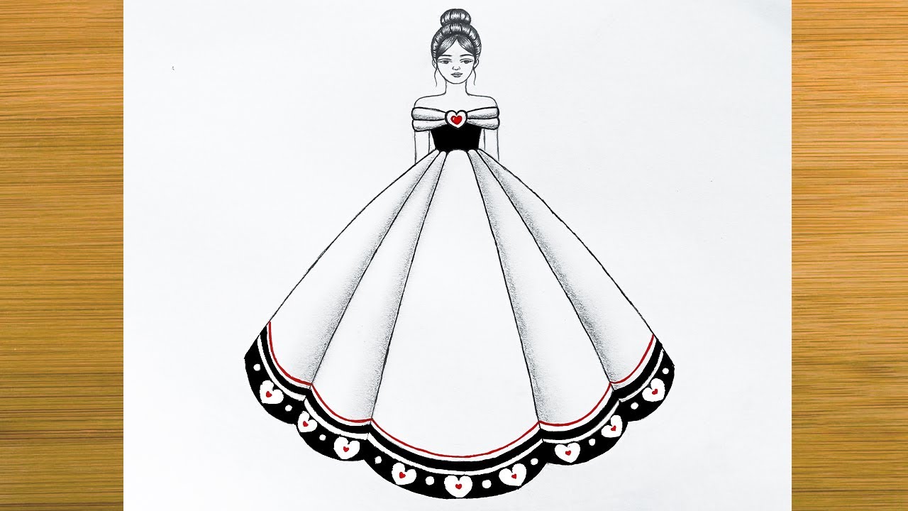 How to draw a girl with beautiful dress | Easy girl drawing | Pencil Sketch | Dress Drawing | Art