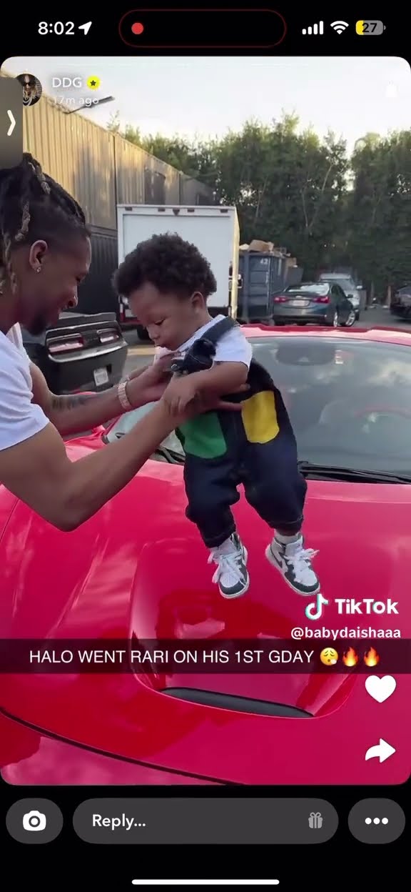 Halo buys a red Ferrari for his 1st birthday #hoodnews #halo #ddg #ferrari #carlover #dad #baby #i