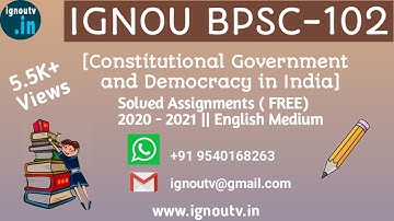 IGNOU BPSC-102 Solved Assignment January 2021 [FREE] || BAPSH || BPSC-102 || IGNOU TV || IGNOU ||