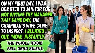 Demoted To Janitor On Day 1 For No Gift To My Boss. Chairman's Wife Came. I Said, Mom! At Once,...