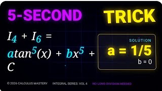 If In=∫ tan^nx dx and I4 +I6= a tan^5x +bx^5 +c then find a& b JEE MAIN 2017 Short cut trick