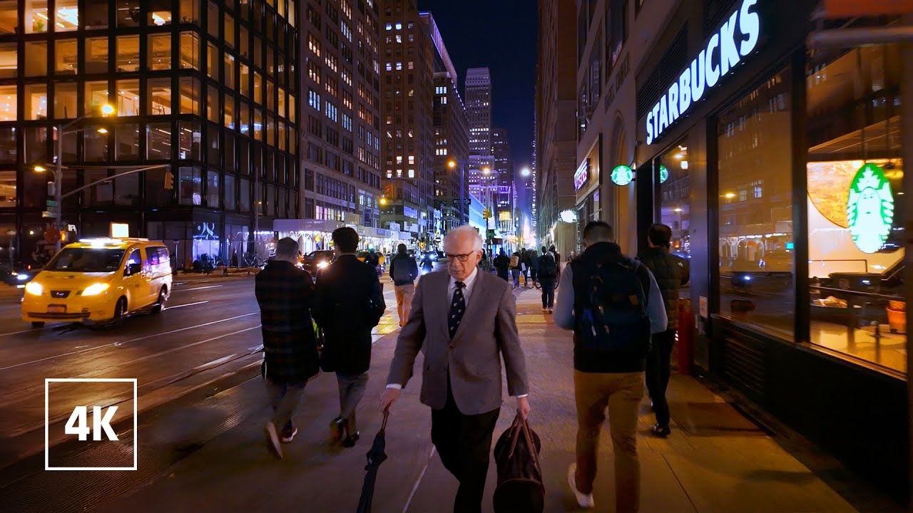New York, Amerika Serikat | Midtown Manhattan | Jelajah Kota Malam 4K