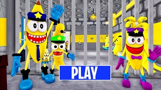 Roblox BANANA POLICE FAMILY PRISON RUN ESCAPE! (Obby) - All Bosses Battle Walkthrough - FULL GAME