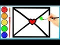 Glitter Heart Envelope Coloring and Drawing Painting for Kids | Coloring Videos