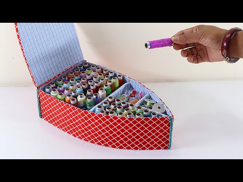 DIY Threads Storage Box | Best Out of Waste Cardboard Organizer