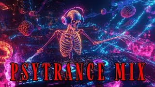 Psychedelic Trance  Skeleton Dj In A Neon Dreamscape 2025 ai Hallucination Visuals