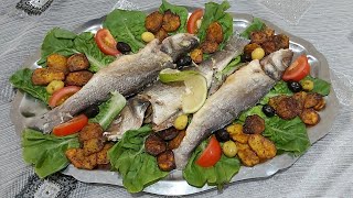 السمك في الفرن طبق صحي وغني وسهل سريع التحضيرمع بطاطس مقرمشة في الفرن