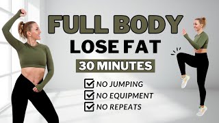 🔥30 Min Full Body Fat Burn Hiit (No Jumping)🔥Ab, Core, Arm, Back, Leg, Thigh & Cardio🔥All Standing🔥