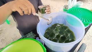 Tempting Green Grass Jelly Ice Cream - Indonesian Street Food