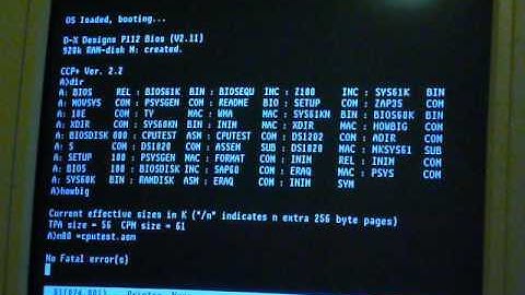 P112 SBC running CP/M 2.2