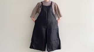 SARAHWEAR サラウェア＊リネンツイルサロペットパンツ、ブラック SARAHWEAR リネンツイルサロペットパンツ C16029 HACHITEN,hachiten