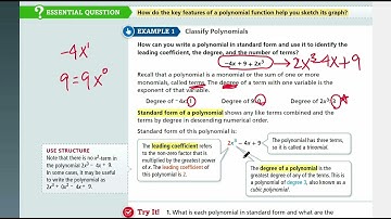 EnVision Algebra 2 Lesson 3-1: Graphing Polynomial Functions - Example 1