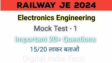 RRB JE 2024 | RRB JE CBT 2 Electronics Engineering | Mock Test 1 | Important Questions