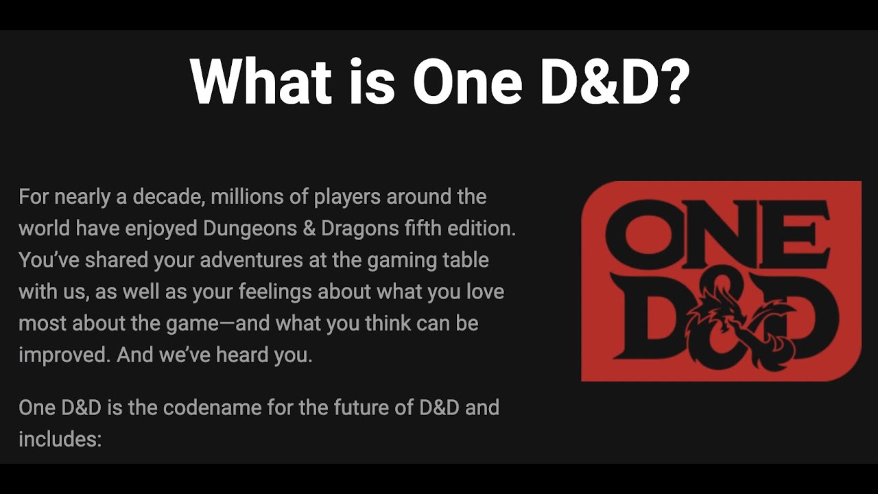 There s an Argument About Whether One D&D will be a New Edition - So What is  One D&D? - YouTube