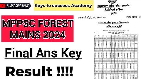 Mppsc Forest Mains 2024 || Final Answer Key || Latest Update || Mppsc Ranger/Acf Results || Mppsc