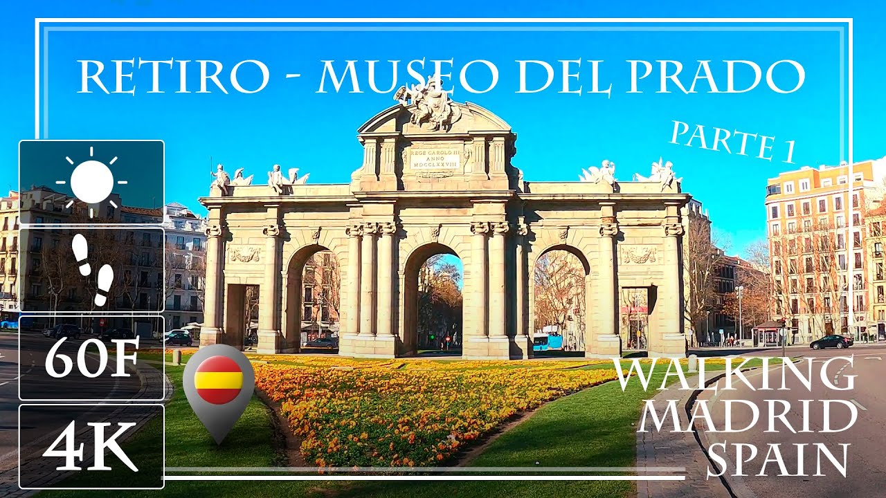 Прогулка по центру МАДРИДA | Парк РЕТИРО и музей ПРАДО | Часть 1 | Испания - 4K 60 кадров в секунду