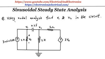 Sinusoidal Steady-State Analysis - Using nodal analysis, find node voltages in the circuit.