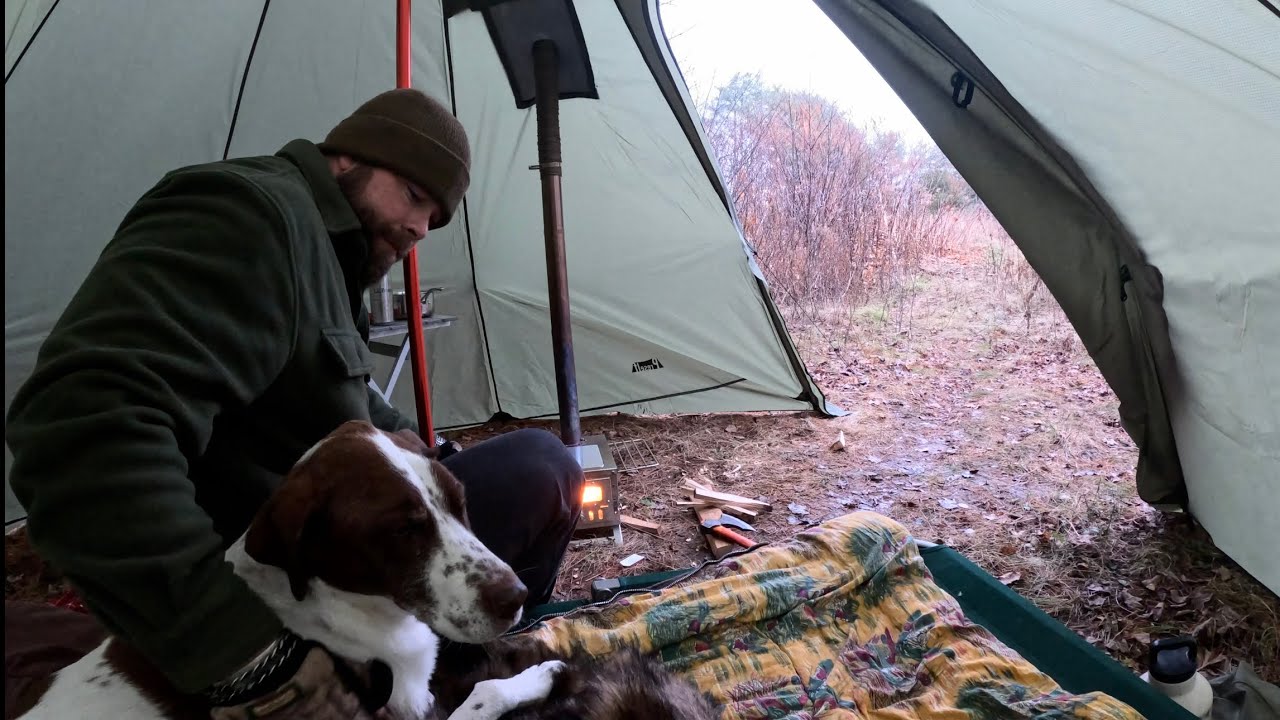 Hot Tent Camping With My Dog YouTube
