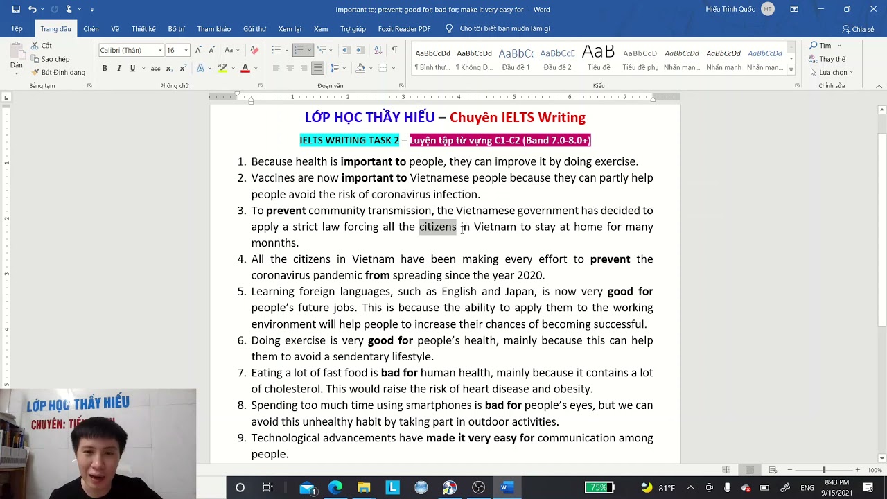 Luyện tập từ vựng C1-C2 (Band 7.0-9.0) - PP NÂNG CẤP CÂU 7.0+ (Clip 1) 