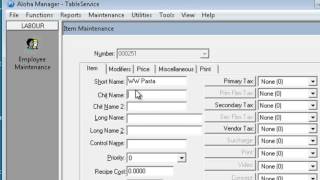 Aloha EPOS, Part A:Creating Items and Sub Menus