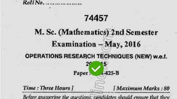 2016 Mdu MSc Mathematics 2nd Sem Research Operation Techniques Question Paper