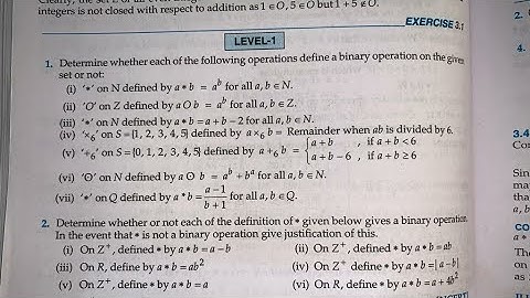 RD SHARMA  Q1 TO Q10 SOLUTIONS OF CHAPTER BINARY OPERATION CLASS 12TH