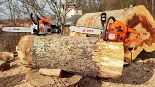 Stihl Ms 170 & Husqvarna 120 Mark 2 (48cm very hard wood, Stihl PS chains both)