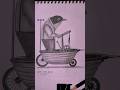 A Bird Rides a Wooden Cart || #art #sketch