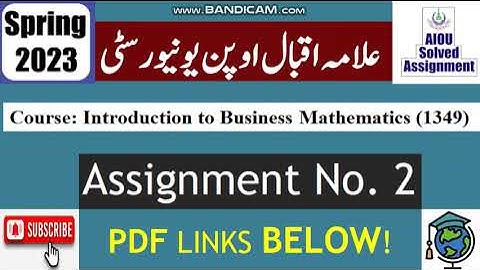 ⏩ AIOU Code 1349 Solved Assignment No. 2 Spring 2023 || Subject: Intro To B. Math || Level: FA/I.Com