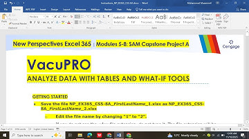 SAM Capstone Project A Excel 365 Modules 5 to 8 | #VacuPRO