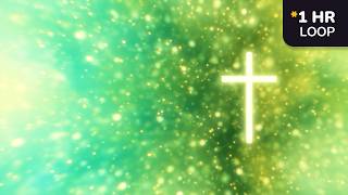 Spring Green Particles with Offset Cross || Easter  Background | 1 Hour Loop | Lyric Space | 4K
