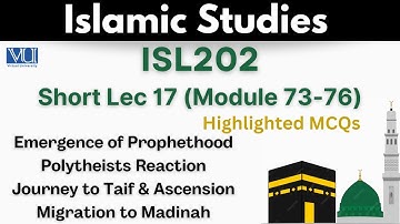 ISL202 Short Lecture 17_MCQs_Emergence of Prophethood_Journey to Taif_Ascension (Meraj)_Migration