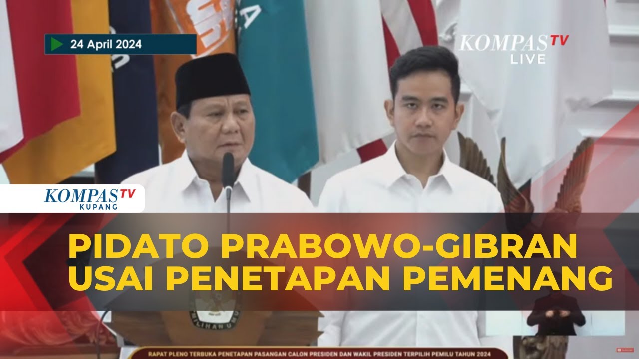 Pidato Perdana Prabowo - Gibran usai Ditetapkan Sebagai Pemenang