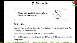 Hình học 9 Bài 3 Góc nội tiếp