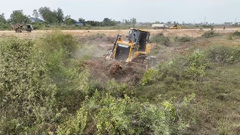 Nice Skill Equipment Machinery , Bulldozer Push Soil Making New Road ,Fail Action Cover by Excavator