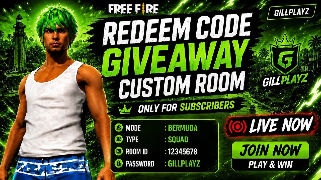🔴Live Free Fire Only Custom Room 🔥 Giveaway Room | Gill Playz #freefireindia​ #garenafreefire​
