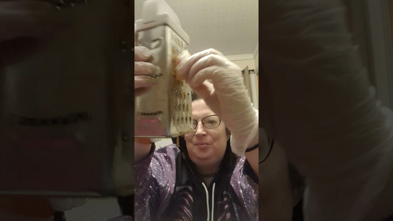 ASMR Grating cheese. With gloves and tapping