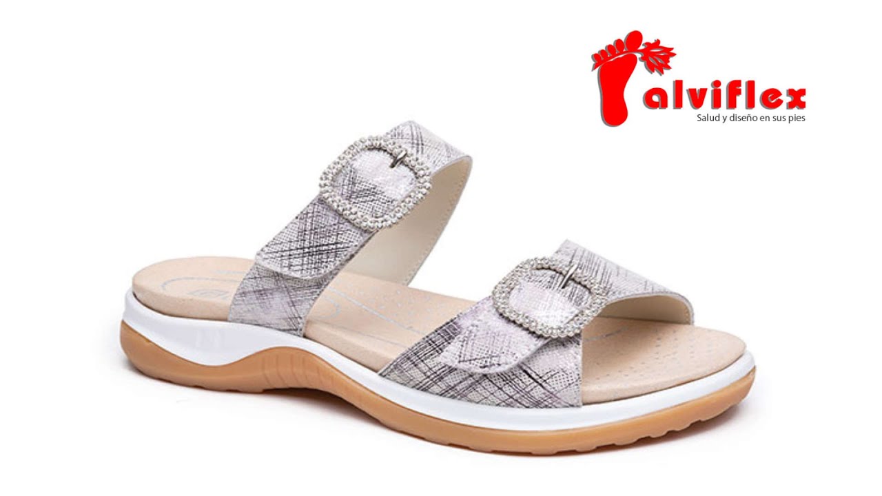 Sandalia ancho especial beige 90517- Alviflex - YouTube