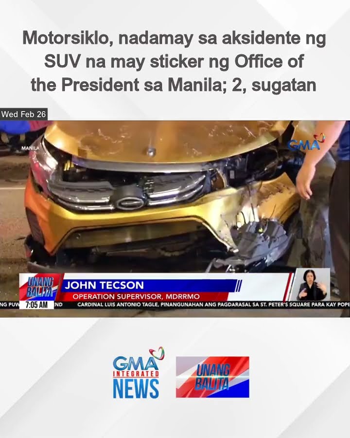 Motorsiklo, nadamay sa aksidente ng SUV na may sticker ng Office of the President... | Unang Balita