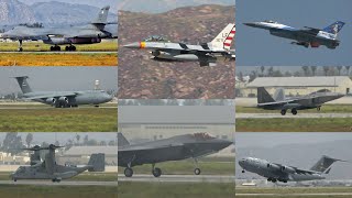 March ARB: Airshow Departures B-52, F-22 , F-35 ,C-5M ,A-10 ,C-17 ,F-16, and more