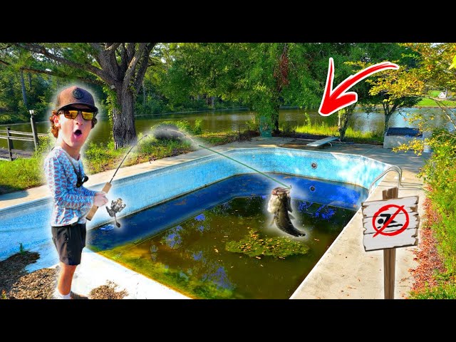 I Went FISHING In An ABANDONED Swimming POOL (Surprising Catch