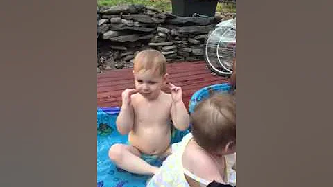 Alex, Alexis & uncle ant playing in the pools