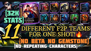 11 Different F2P ONE SHOT TEAMS!🔥 (32K STATS) H7 Kingdom Of Madness Solo Raid in Injustice 2 Madness