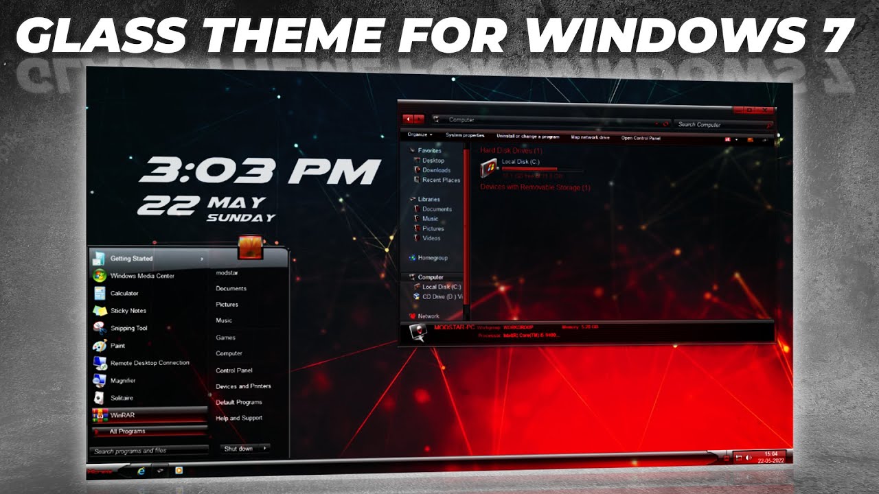 Windows 7 Glass Theme 2022 || Windows 7 Theme || by ModStar - YouTube