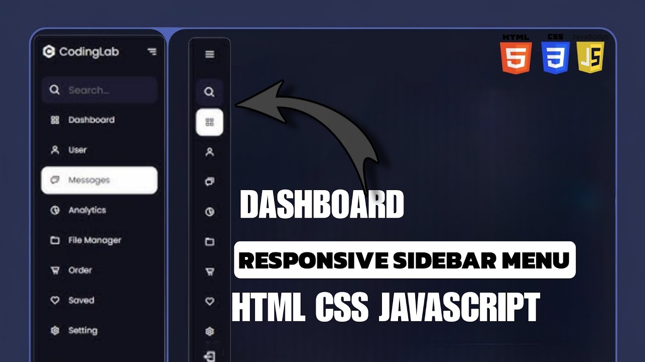 Responsive Sidebar Menu Using HTML, CSS & JavaScript | Dashboard ...