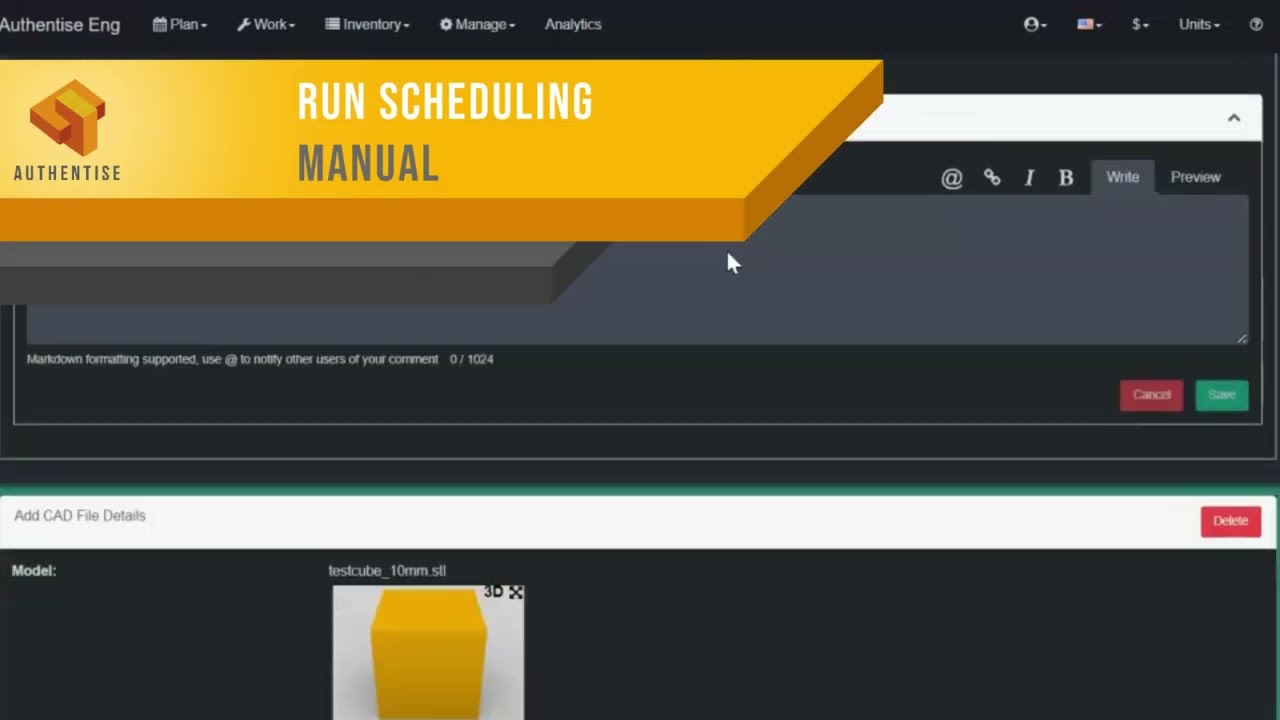 Run Scheduling (Manual) - Authentise FLOWS Features